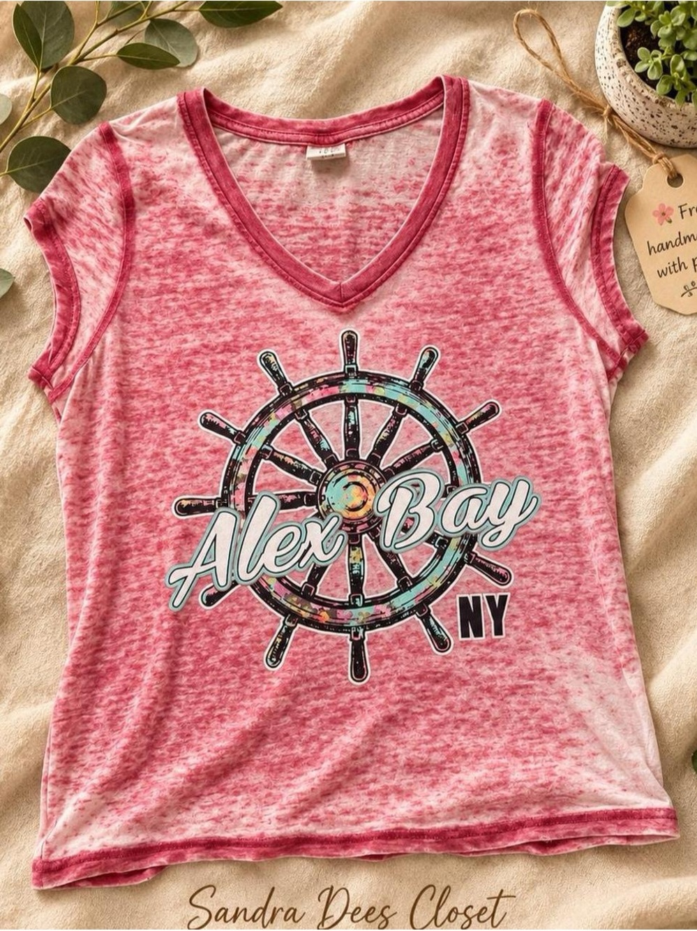 Alex Bay NY Reddish Pink V-Neck Tee